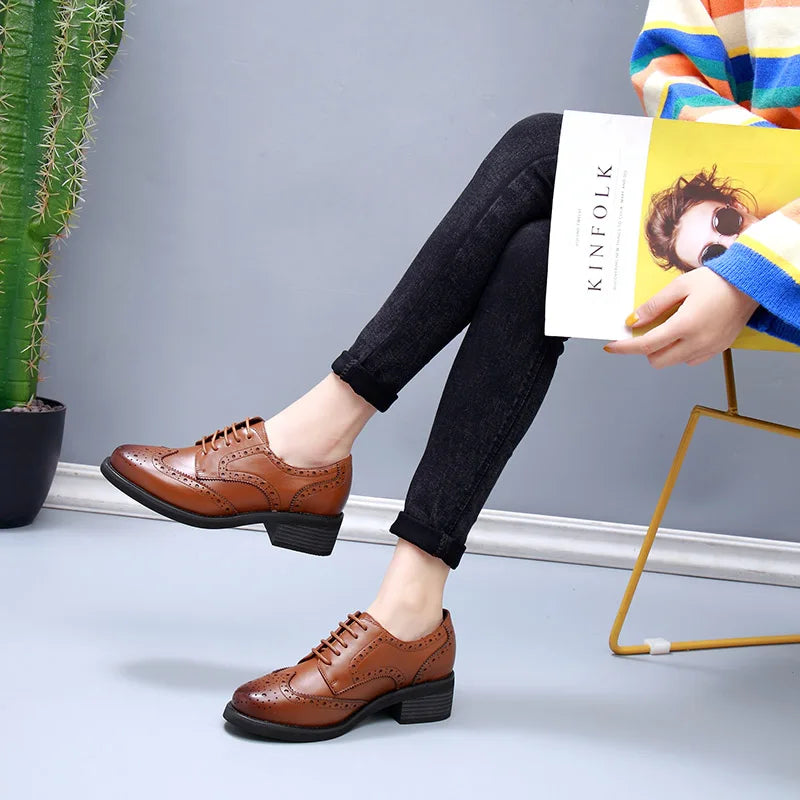 LUCÍA | Zapatos Oxford de piel con tacón bloque