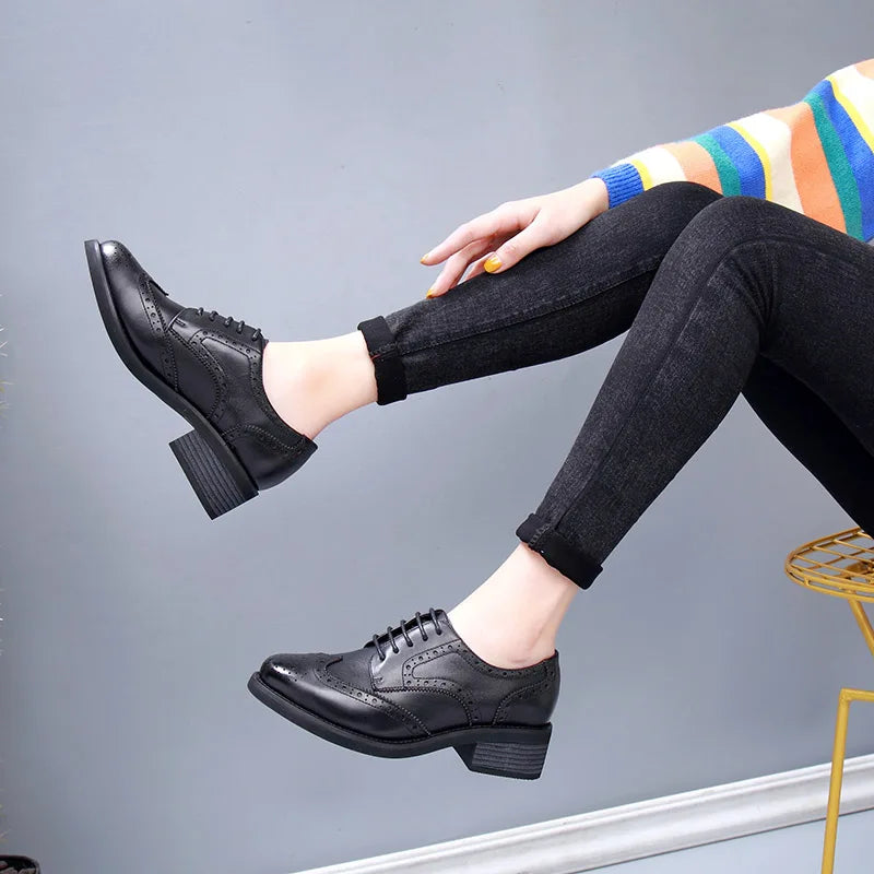LUCÍA | Zapatos Oxford de piel con tacón bloque
