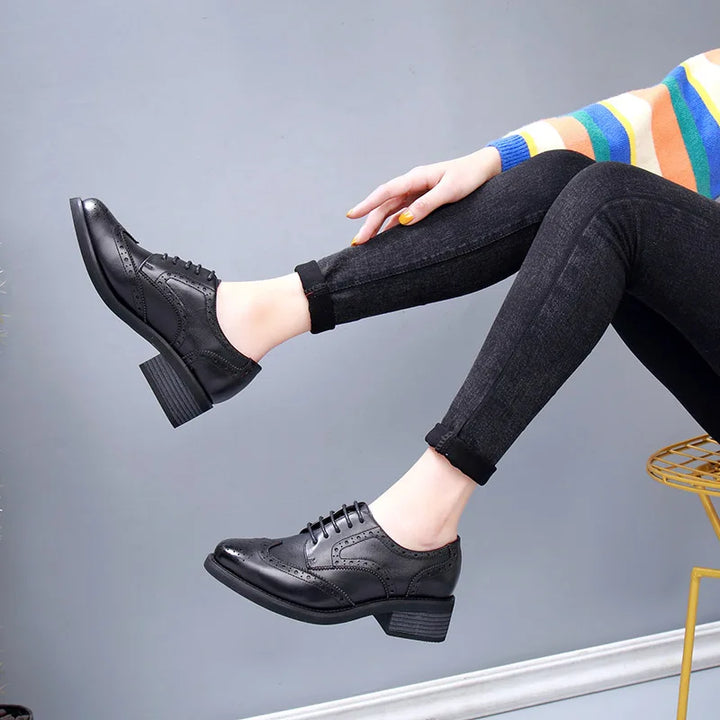 LUCÍA | Zapatos Oxford de piel con tacón bloque