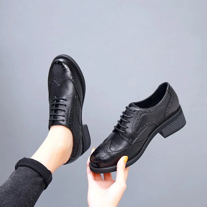 LUCÍA | Zapatos Oxford de piel con tacón bloque