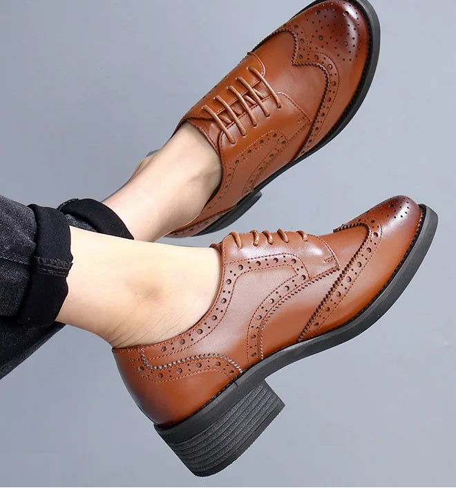 LUCÍA | Zapatos Oxford de piel con tacón bloque
