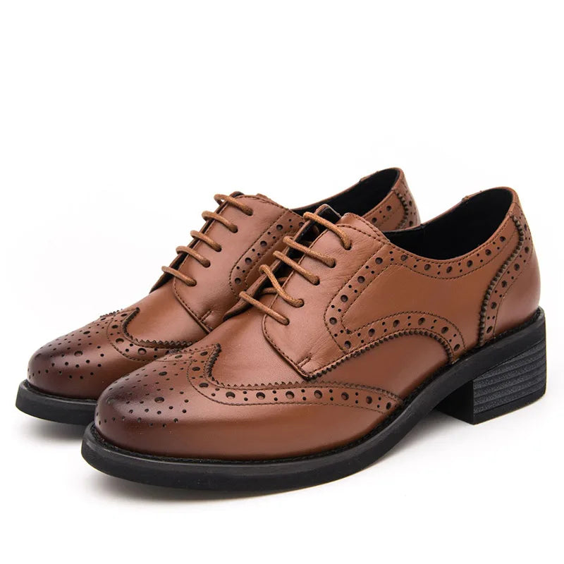 LUCÍA | Zapatos Oxford de piel con tacón bloque