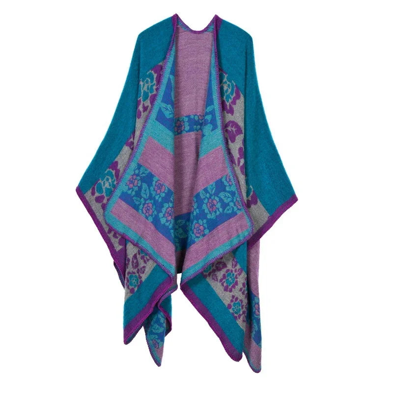 GINEBRA | Poncho envolvente efecto cachemira