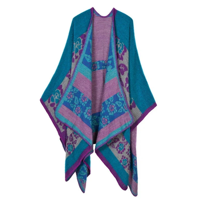GINEBRA | Poncho envolvente efecto cachemira