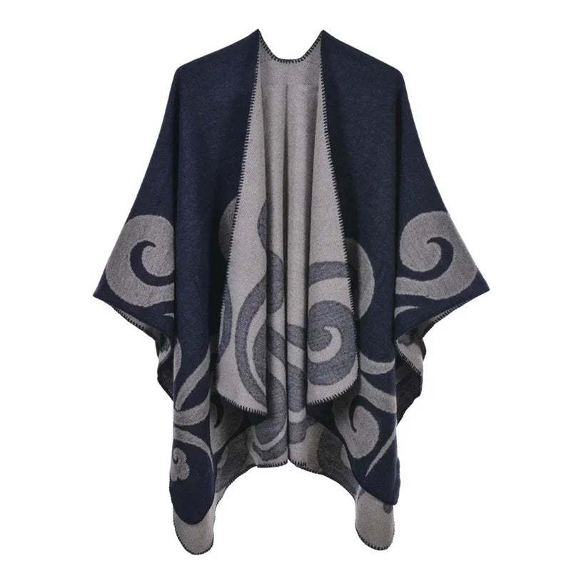 GINEBRA | Poncho envolvente efecto cachemira