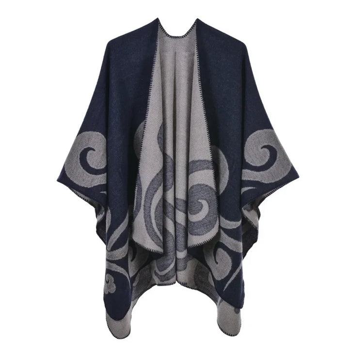 GINEBRA | Poncho envolvente efecto cachemira