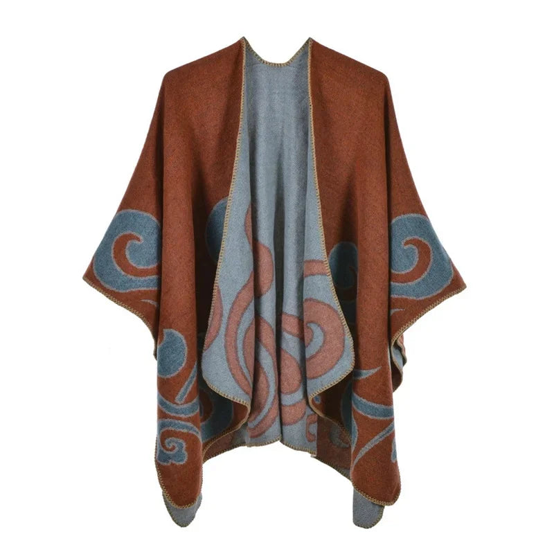 GINEBRA | Poncho envolvente efecto cachemira