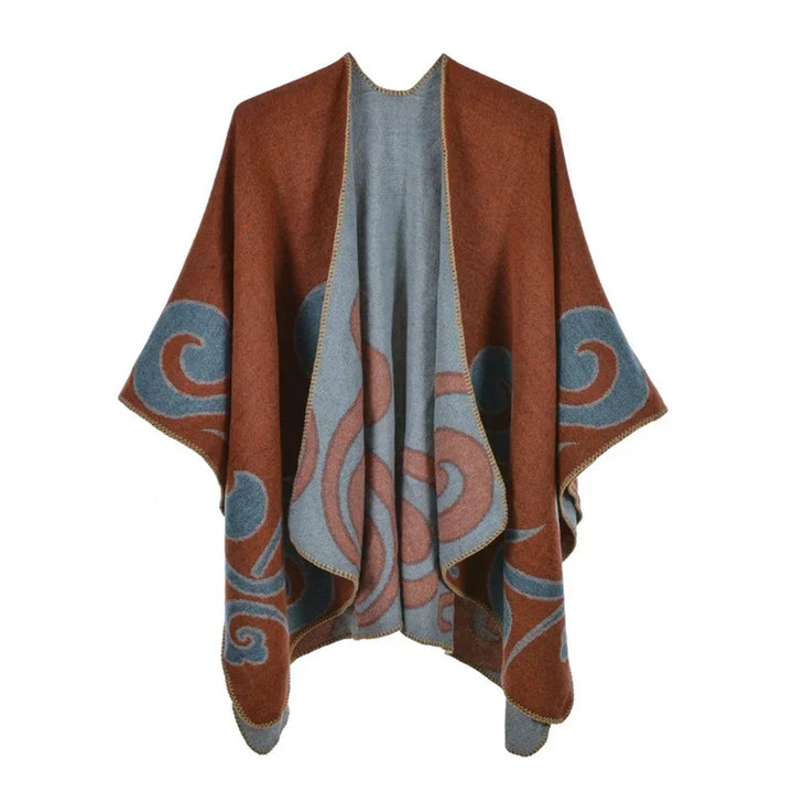GINEBRA | Poncho envolvente efecto cachemira