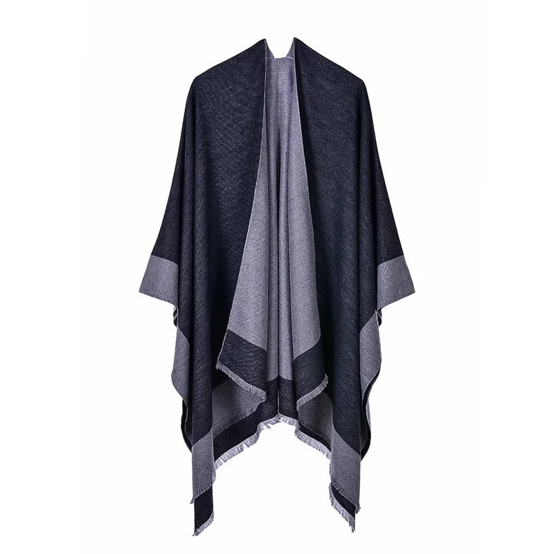 GINEBRA | Poncho envolvente efecto cachemira