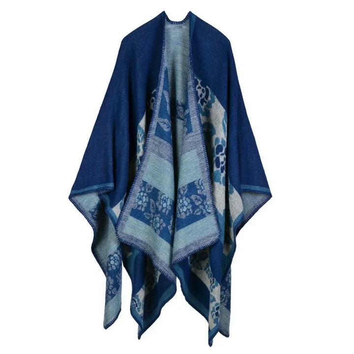 GINEBRA | Poncho envolvente efecto cachemira
