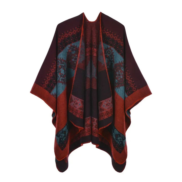 GINEBRA | Poncho envolvente efecto cachemira