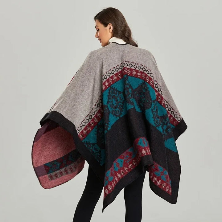 GINEBRA | Poncho envolvente efecto cachemira