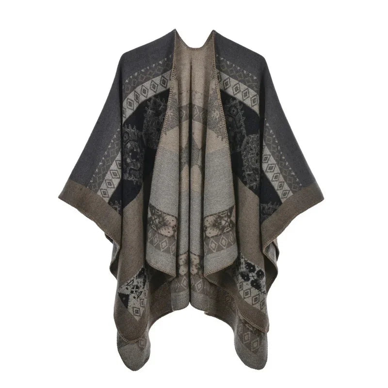 GINEBRA | Poncho envolvente efecto cachemira
