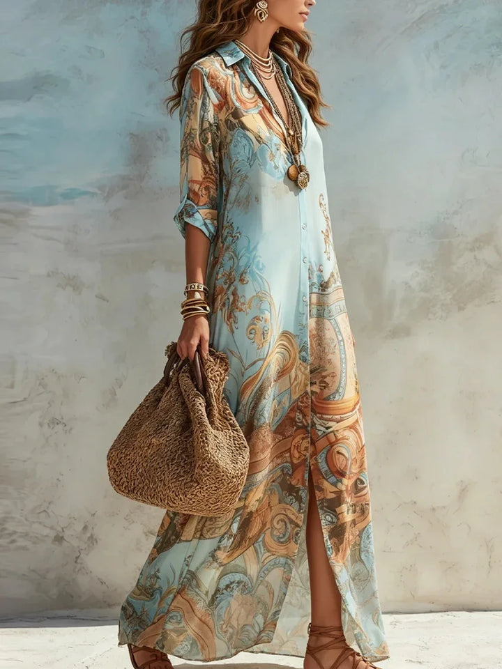 AMARA | Vestido camisero estampado y fluido