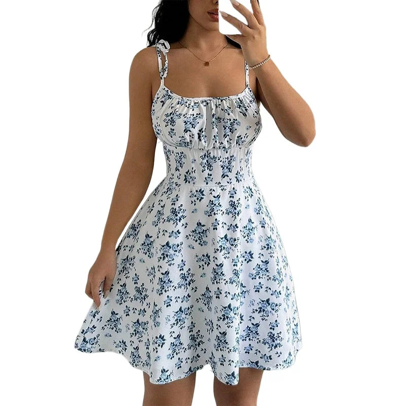 SOLÈNE | Vestido romántico de flores azules