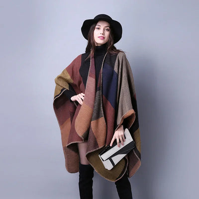 GINEBRA | Poncho envolvente efecto cachemira
