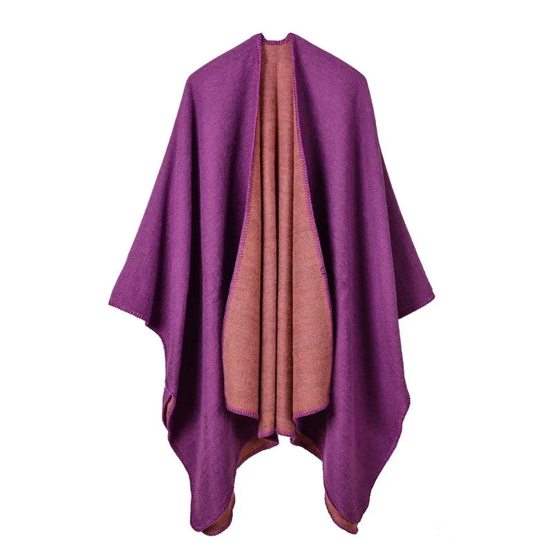 GINEBRA | Poncho envolvente efecto cachemira
