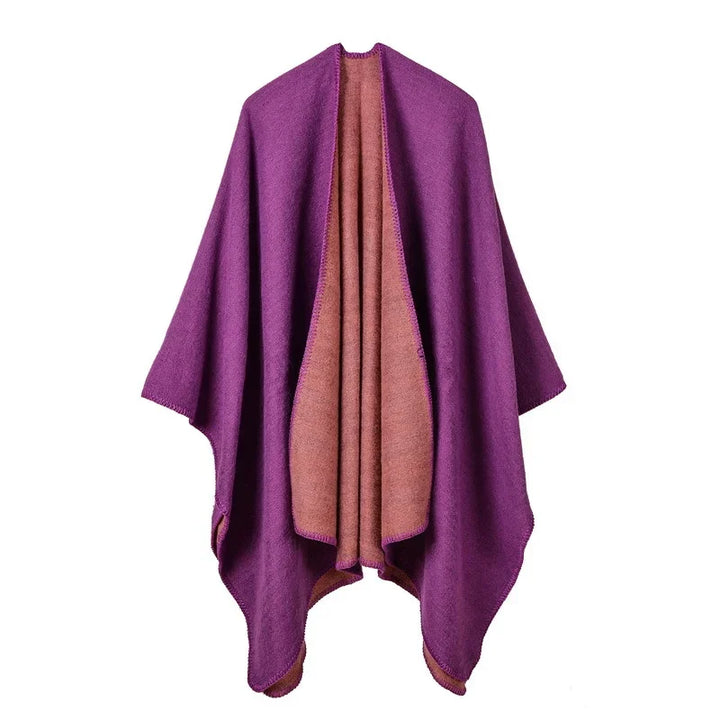 GINEBRA | Poncho envolvente efecto cachemira