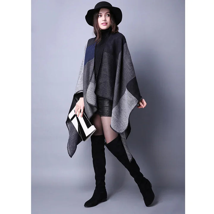 GINEBRA | Poncho envolvente efecto cachemira