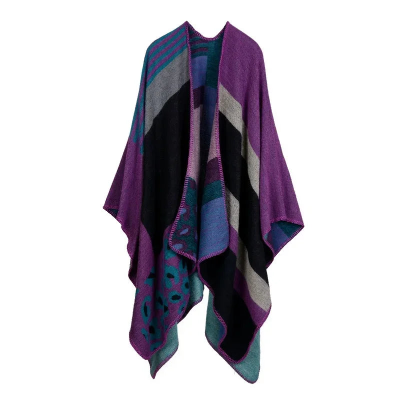 GINEBRA | Poncho envolvente efecto cachemira