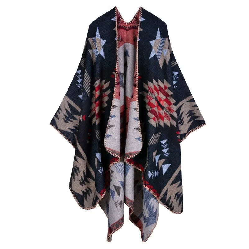 GINEBRA | Poncho envolvente efecto cachemira
