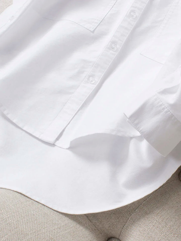 ÉLISE | Camisa blanca de algodón Oxford con corte holgado