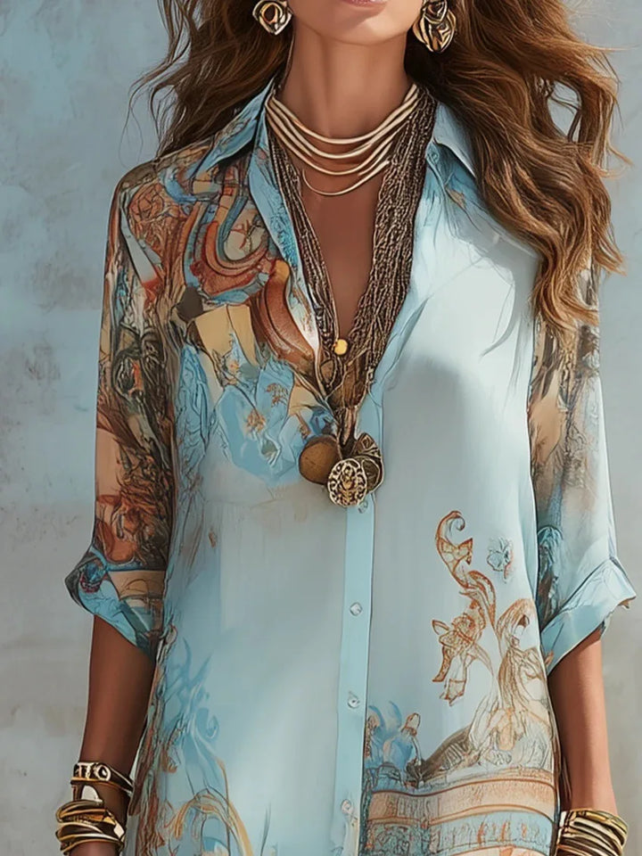 AMARA | Vestido camisero estampado y fluido