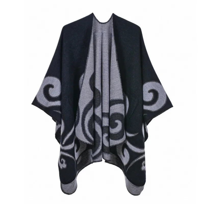 GINEBRA | Poncho envolvente efecto cachemira