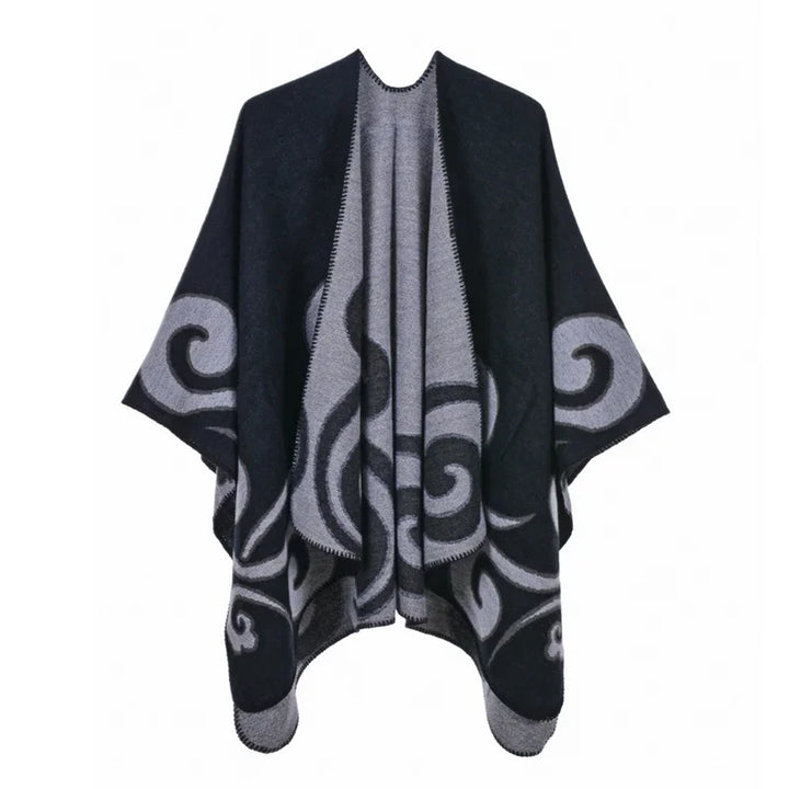 GINEBRA | Poncho envolvente efecto cachemira
