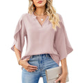 ALMA | Blusa de gasa con mangas pétalo y escote en V