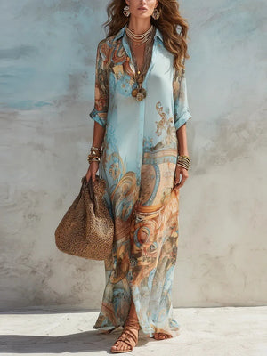 AMARA | Vestido camisero estampado y fluido