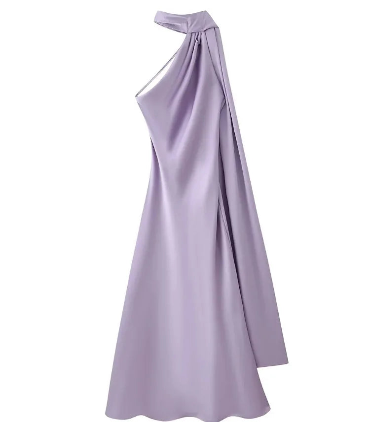 CELESTE | Vestido largo satinado con lazo