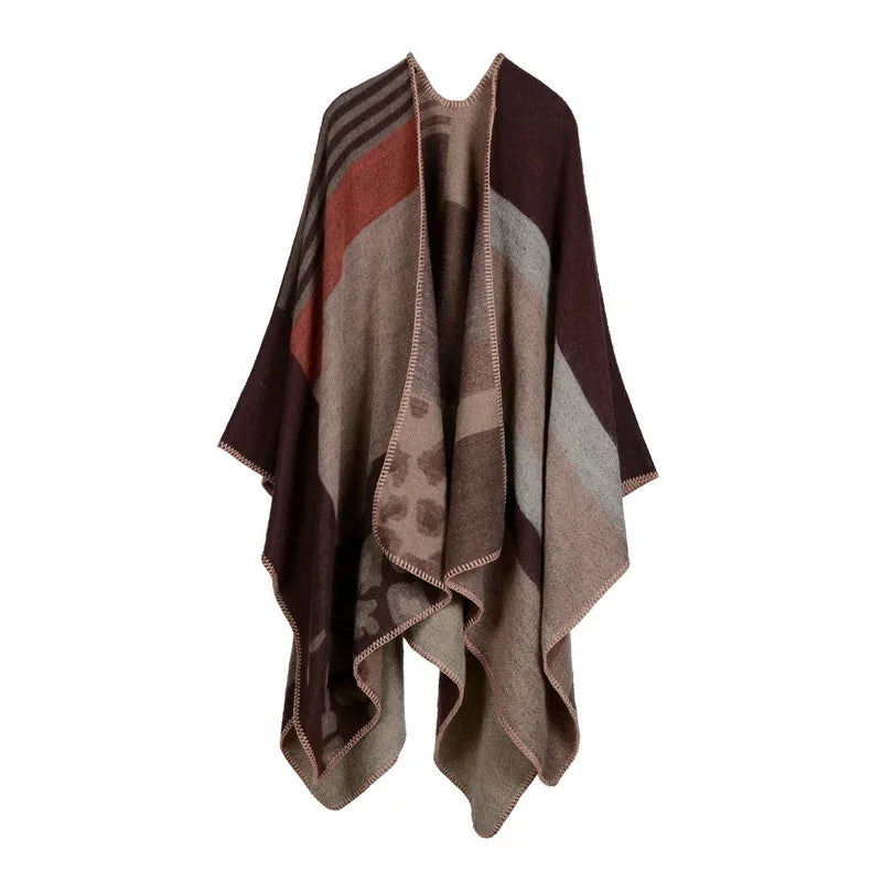 GINEBRA | Poncho envolvente efecto cachemira