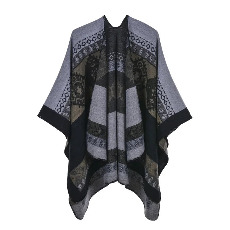 GINEBRA | Poncho envolvente efecto cachemira
