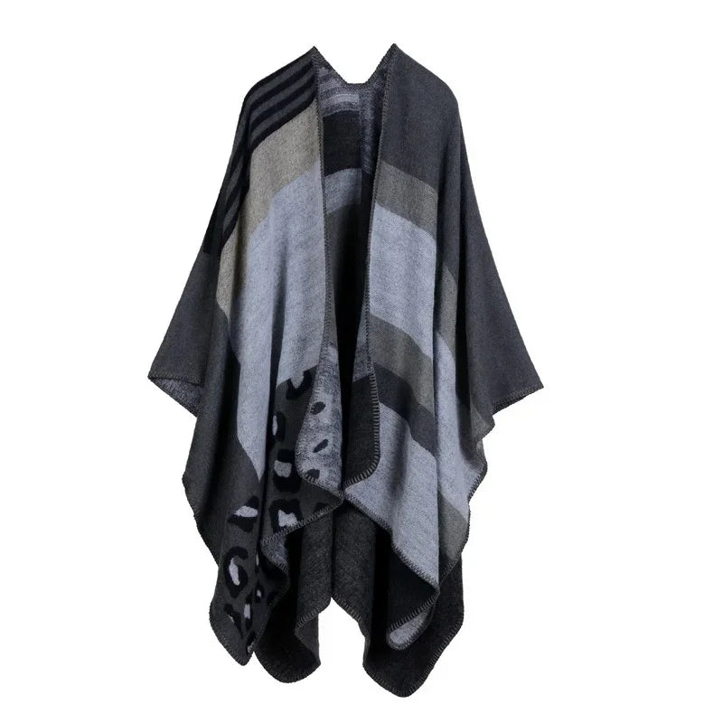 GINEBRA | Poncho envolvente efecto cachemira