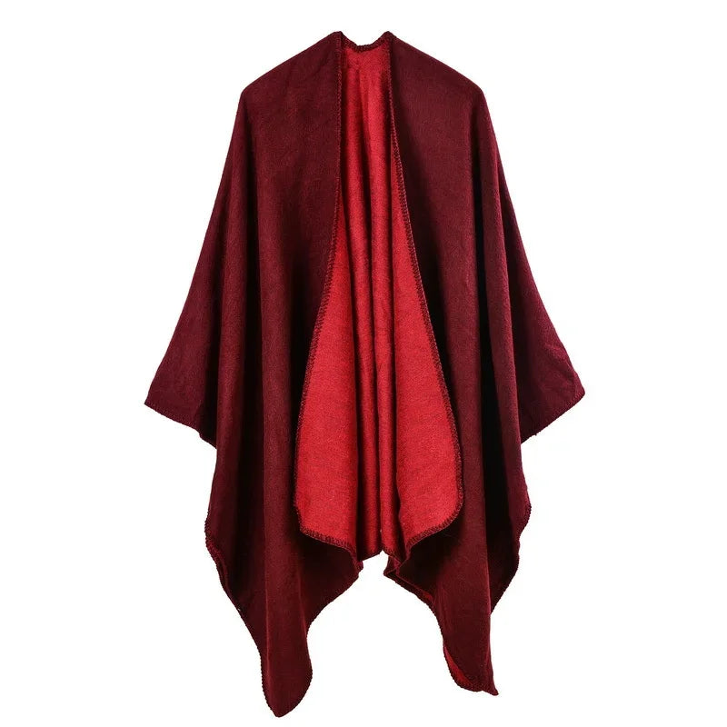 GINEBRA | Poncho envolvente efecto cachemira