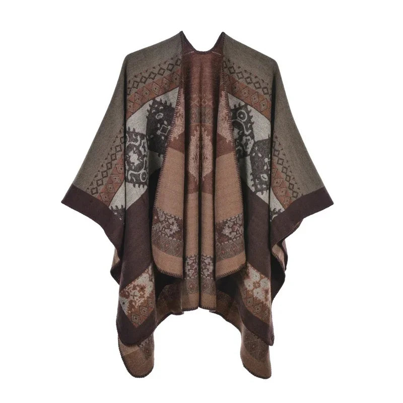 GINEBRA | Poncho envolvente efecto cachemira