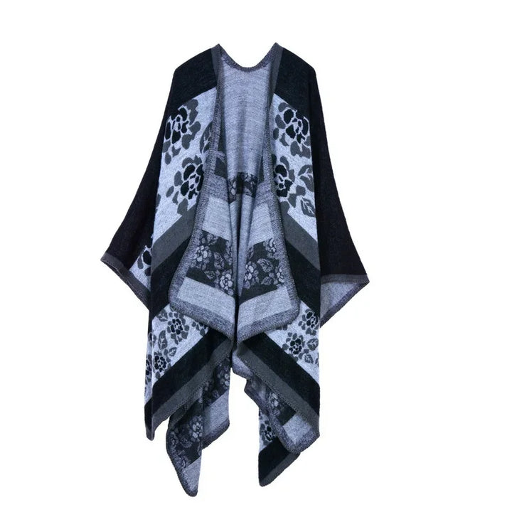 GINEBRA | Poncho envolvente efecto cachemira
