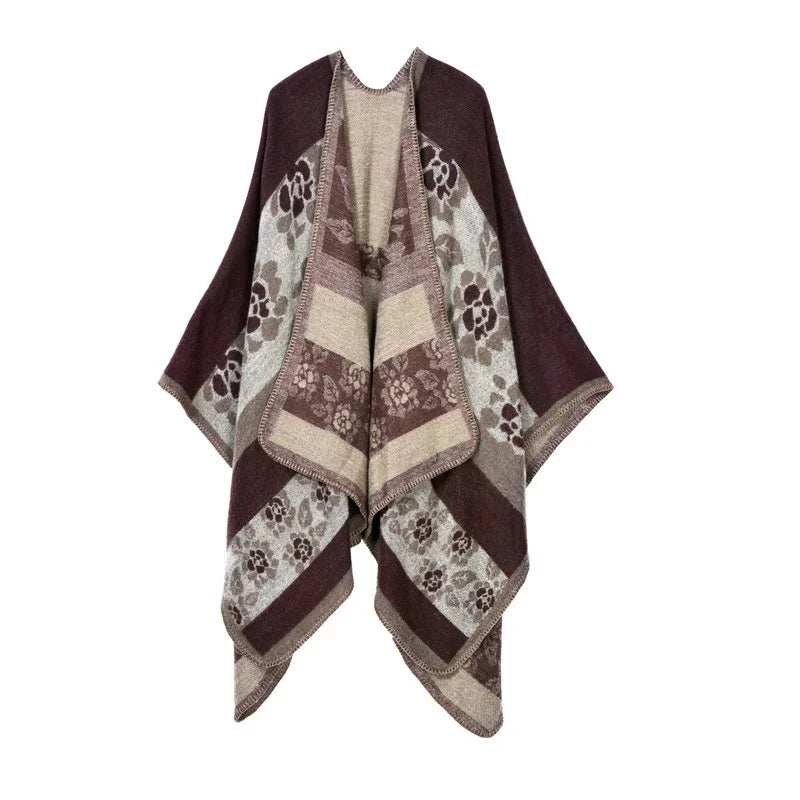 GINEBRA | Poncho envolvente efecto cachemira