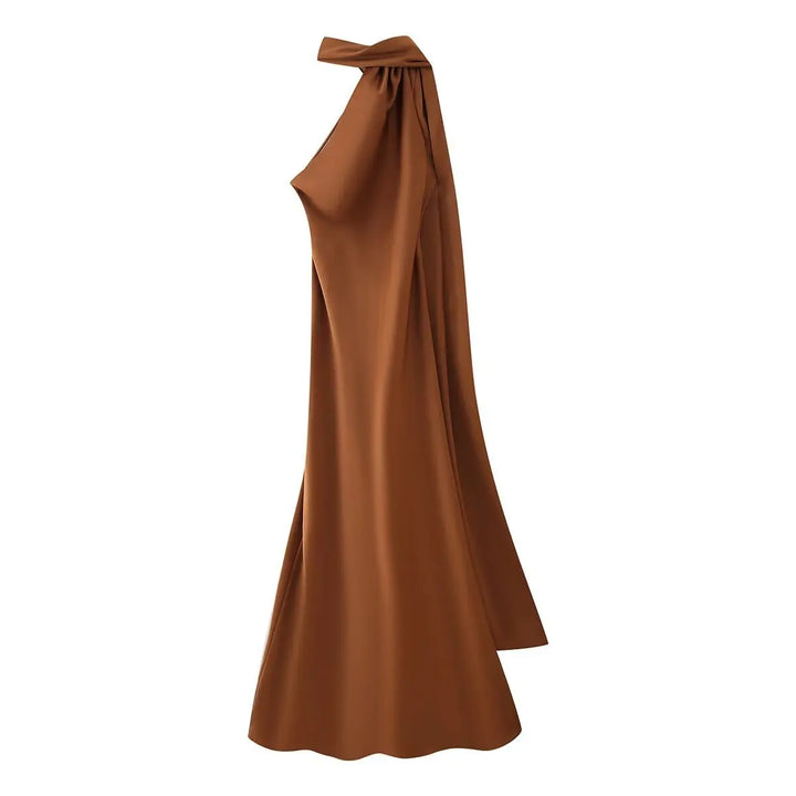 CELESTE | Vestido largo satinado con lazo