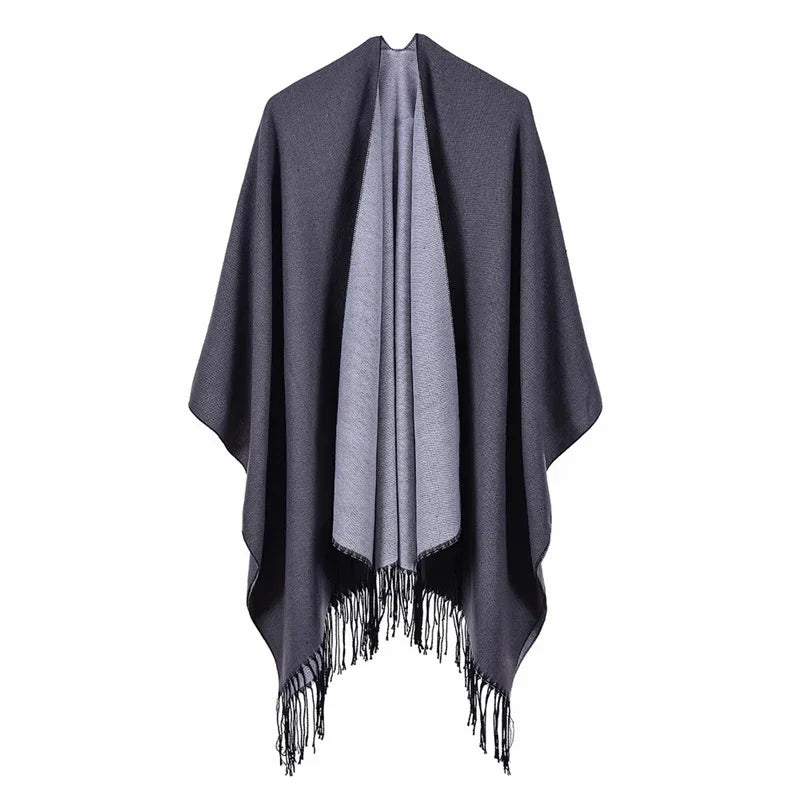 GINEBRA | Poncho envolvente efecto cachemira