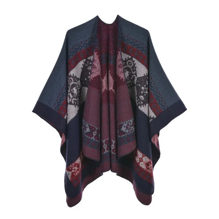 GINEBRA | Poncho envolvente efecto cachemira