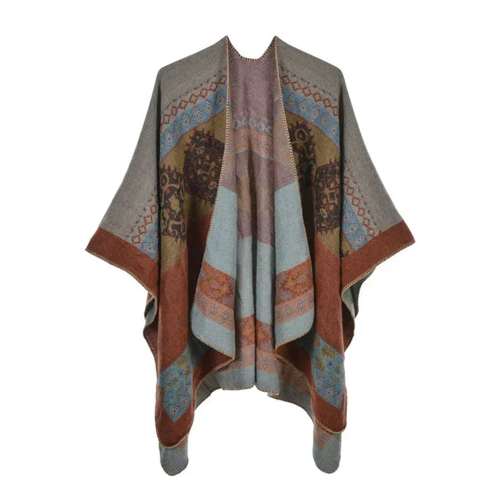 GINEBRA | Poncho envolvente efecto cachemira