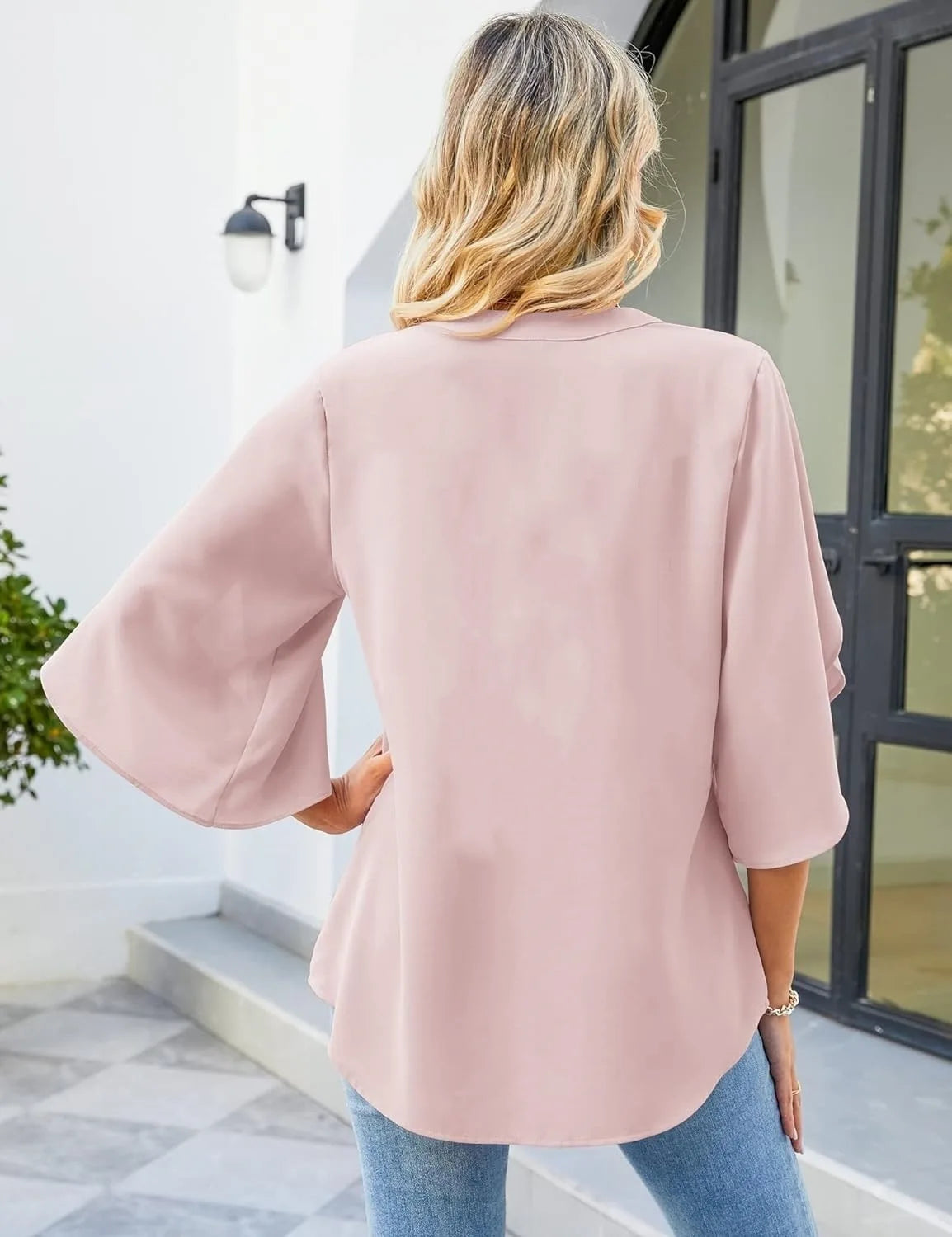 ALMA | Blusa de gasa con mangas pétalo y escote en V