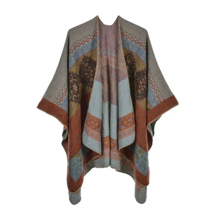 GINEBRA | Poncho envolvente efecto cachemira