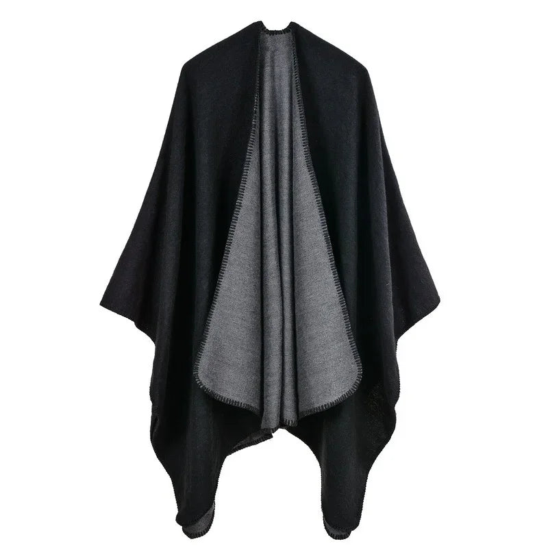 GINEBRA | Poncho envolvente efecto cachemira