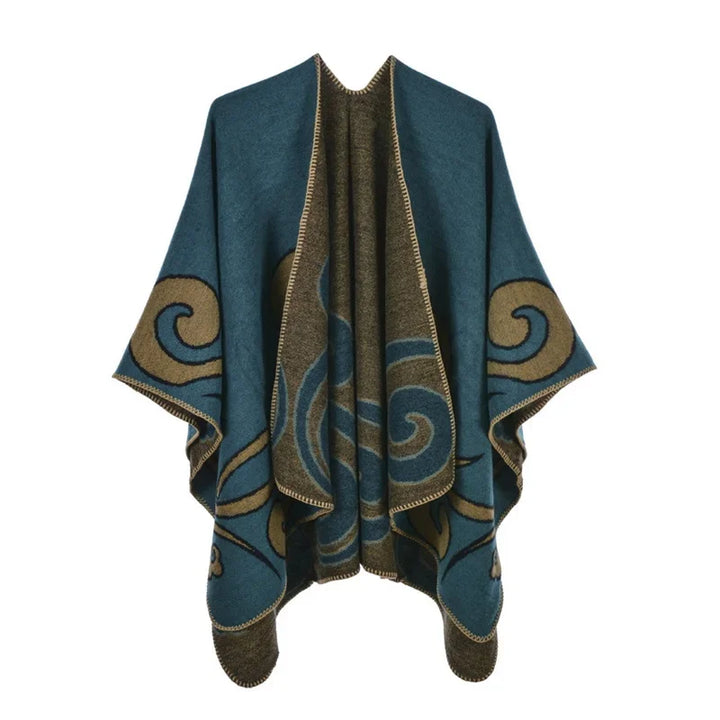 GINEBRA | Poncho envolvente efecto cachemira