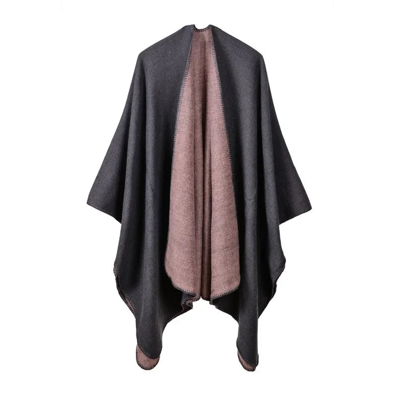 GINEBRA | Poncho envolvente efecto cachemira