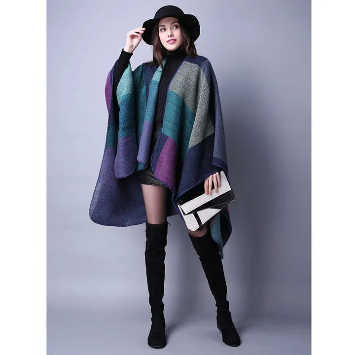 GINEBRA | Poncho envolvente efecto cachemira