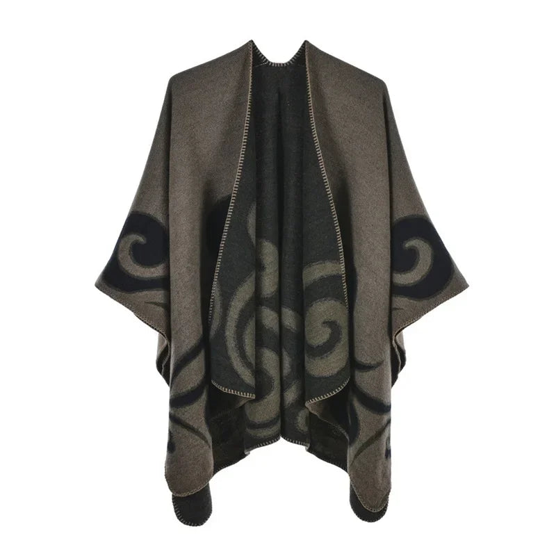 GINEBRA | Poncho envolvente efecto cachemira